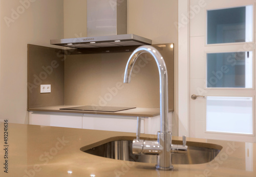 details of the kitchen of a brand new apartment