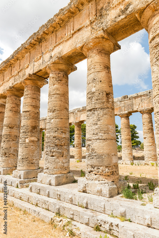 Architectural Sights of The Temple of Segesta ( Tempio di Segesta) in Trapani, Sicily, Italy.