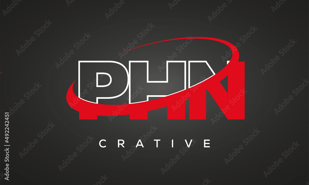 PHN creative letters logo with 360 symbol vector art template design