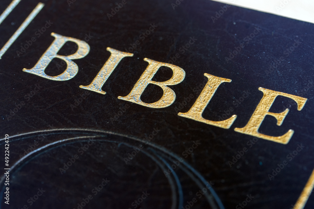 Fototapeta premium The Bible, a collection of religious texts, close up.