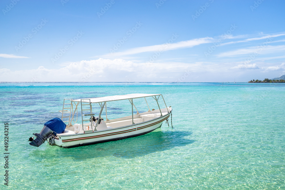 Small boat at the lagoon, Bora Bora, French Polynesia