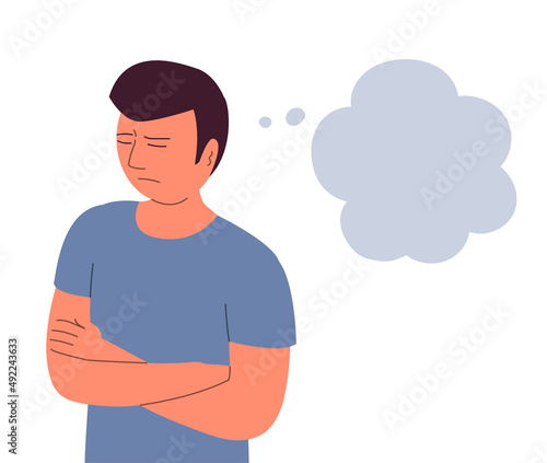 Distressed and offended young man on a white background. Frustration, anger and disappointment. Negative emotions. Flat vector illustration isolated on white background