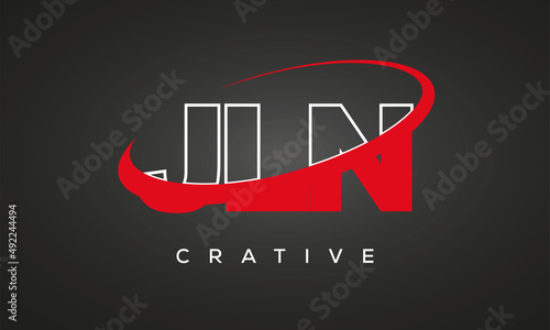 JLN creative letters logo with 360 symbol vector art template design photo