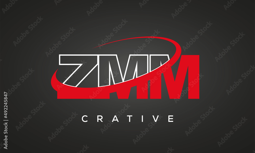 ZMN creative letters logo with 360 symbol vector art template design