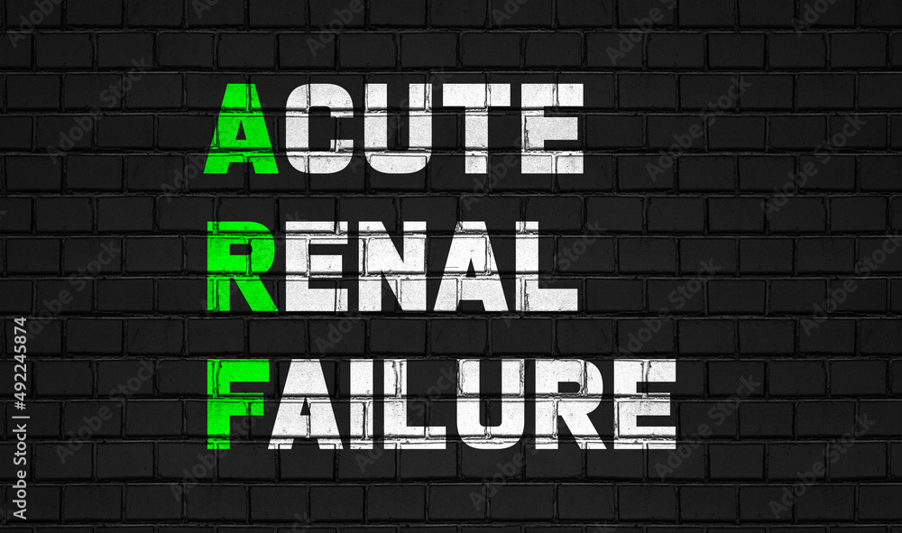 Obraz premium Acute renal failure (ARF) concept,healthcare abbreviations on black wall
