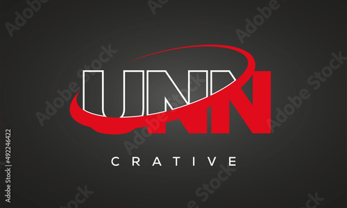 UNN creative letters logo with 360 symbol vector art template design photo