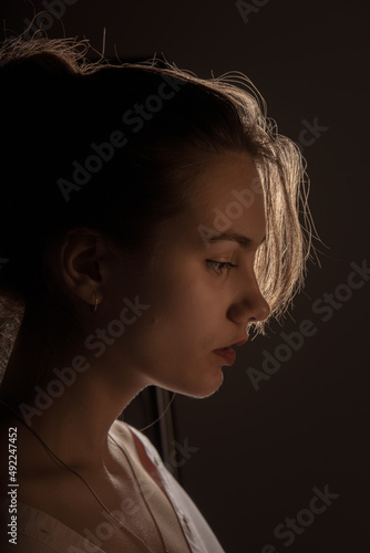 Beautifull woman portrait in warm light