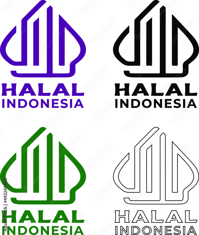 Set Of Icons New Halal Logo Indonesia Stock Vector Adobe Stock