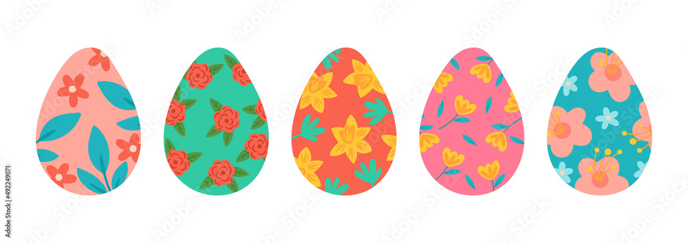 Cute Easter eggs set. Childish print for cards, stickers, banner and decoration