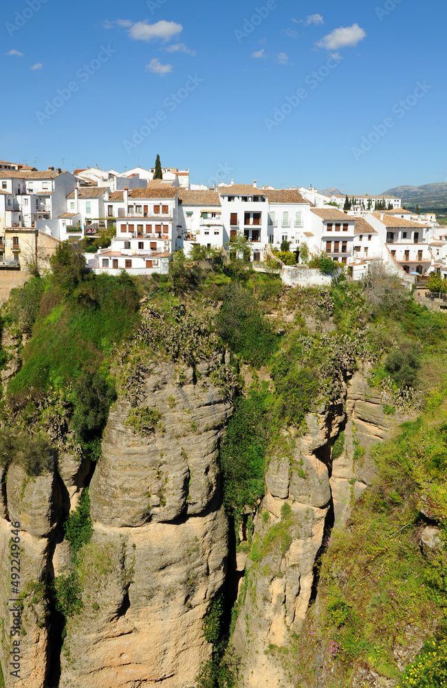 Garganta sobre el río Guadalevín en Ronda. Tajo de Ronda Monumento Natural de Andalucía en la provincia de Málaga, España