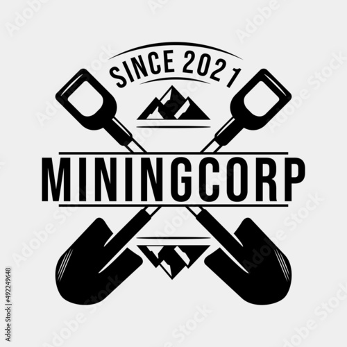  mining corp mountain vintage retro vector illustration