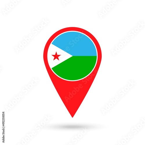 Free Download Map pointer with contry Djibouti. Djibouti flag. Vector illustration. - GFXLoad