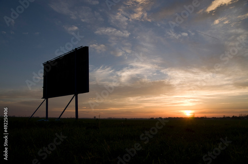 Sunset with advertisement