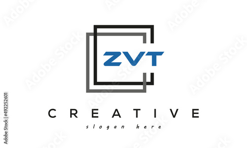 ZVT creative square frame three letters logo photo