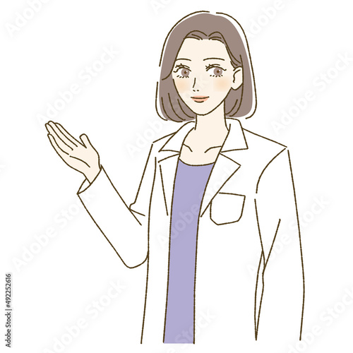 案内する女医のイラスト