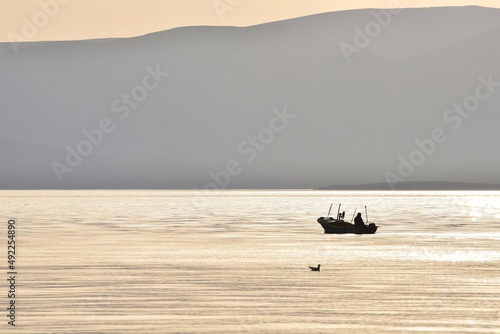 Fishing boat in the sunset