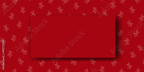 Vector. Chamomile flower background, copy space for text. Horizontal template for cards, wedding invitations, party invitations, flyers, covers, brochures, social networks. Hand-drawn sketch. Red.