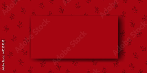 Vector. Chamomile flower background, copy space for text. Horizontal template for cards, wedding invitations, party invitations, flyers, covers, brochures, social networks. Hand-drawn sketch. Red.