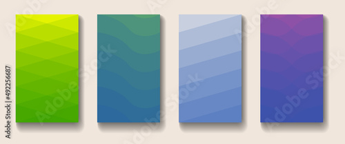 Set of color cards or covers with art geometric lines.