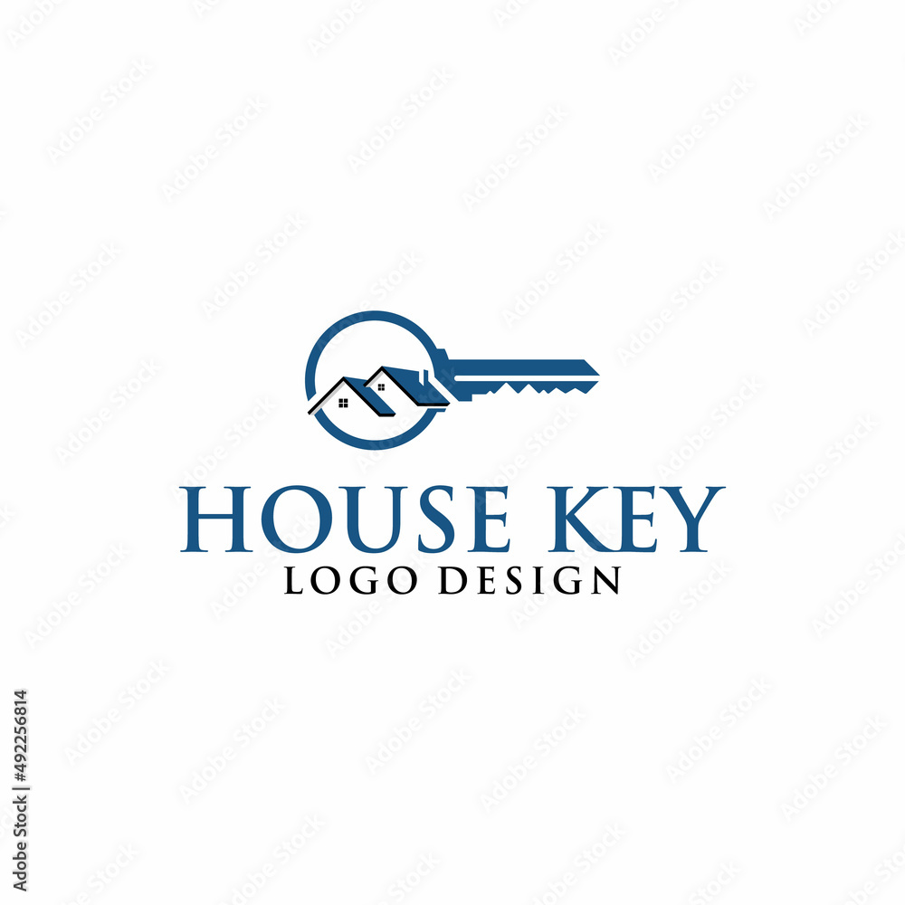 Elegant Key House Logo Design, Real Estate Logo Icon Symbol Design Vector Template