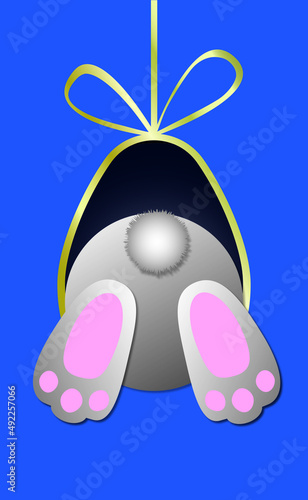 Easter egg with rabbit of vector illustration