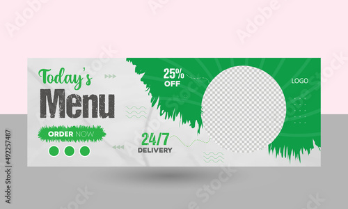 Food Chicken Facebook Cover Promotional Social Media banner Vector template design. Suitable for Social Media Post Restaurant and culinary Promotion. Facebook cover, banner, social media post.