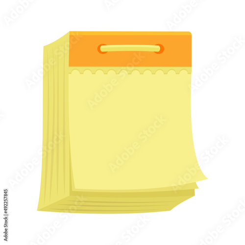 Blank vintage calendar with tear-off pages. Notepad open for notes.