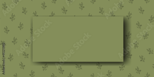 Vector. Chamomile flower background, copy space for text. Horizontal template for cards, wedding invitations, party invitations, flyers, covers, brochures, social networks. Hand-drawn sketch. Green.
