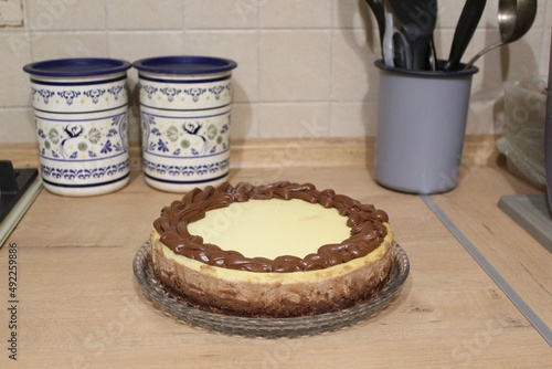three chocolate cheesecake, dessert, breakfast, delicious cheesecake, coffee dessert