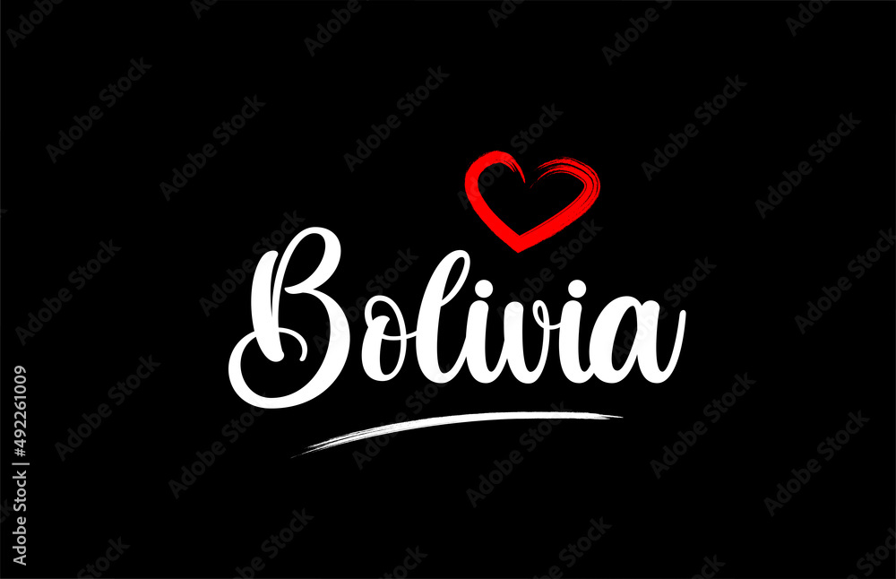 Bolivia country with love red heart on black background Bolivia country with love red heart on black background