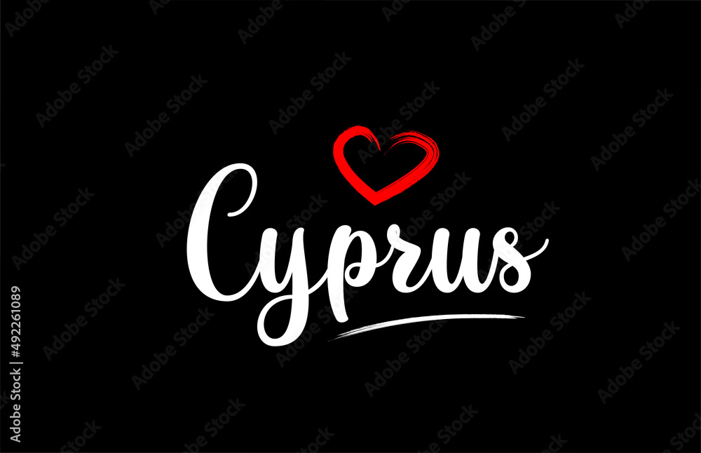 Cyprus country with love red heart on black background Cyprus country with love red heart on black background