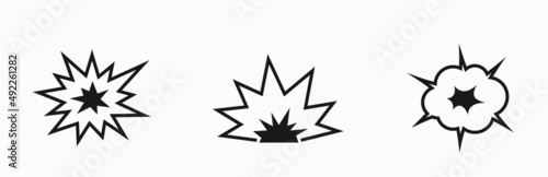 blast line icons. war and explosion symbols. isolated vector images