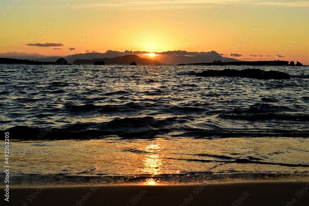 stunning sunset on the beach in Crete