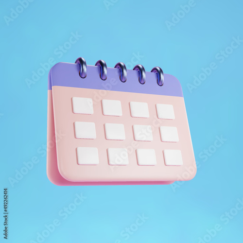 minimal 3d calendar icon illustration