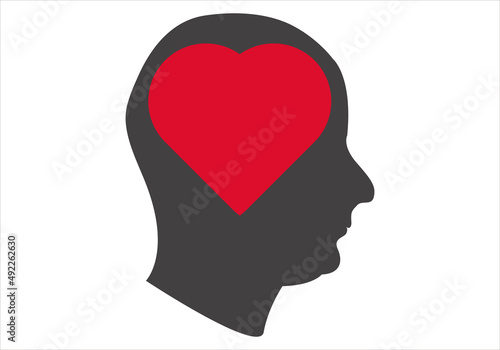 Icono de cabeza con corazón por la salud mental.