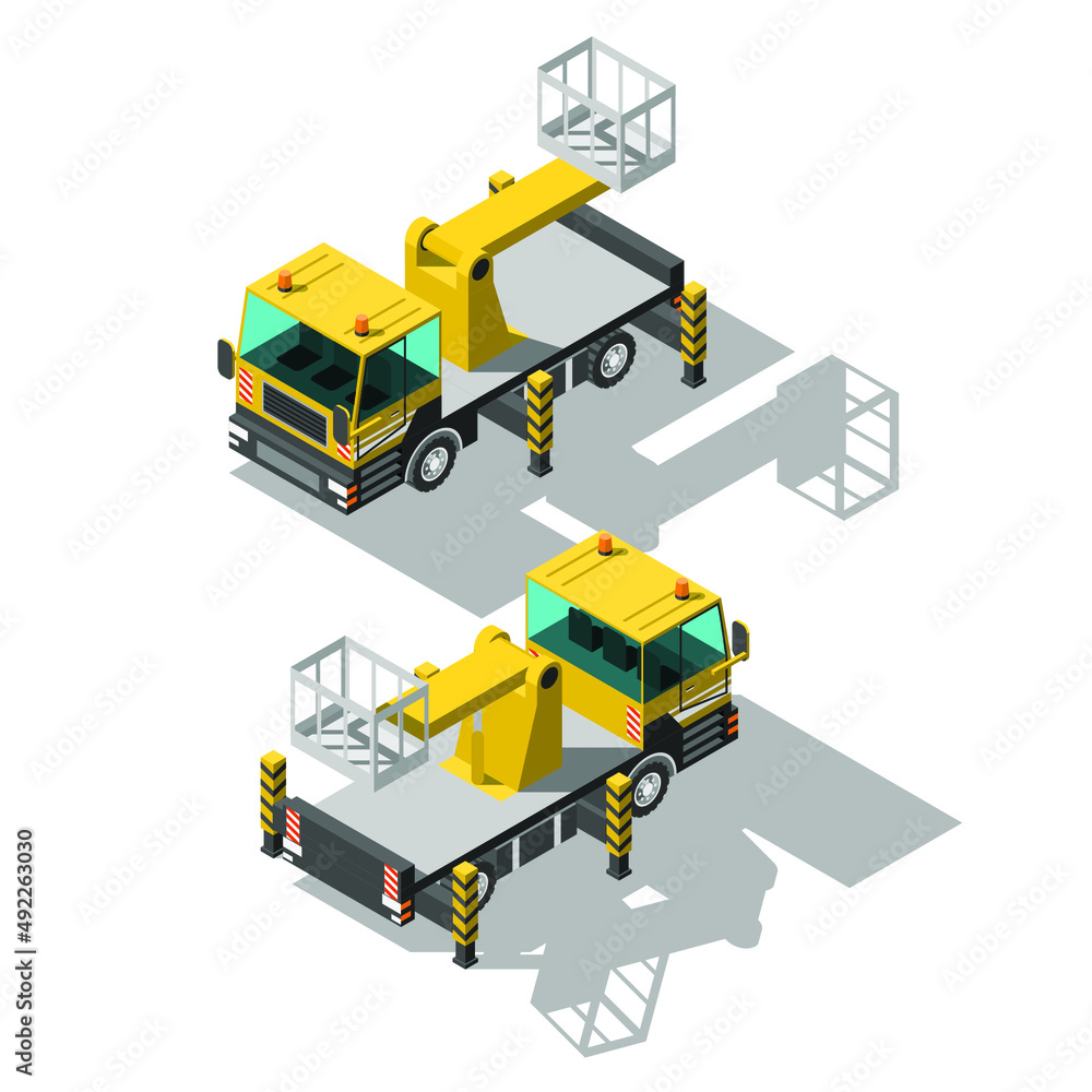 Abstract Isometric 3D Cradle Machine Car Transport Working Technique Vector Design Style Abstract Isometric 3D Cradle Machine Car Transport Working Technique Vector Design Style