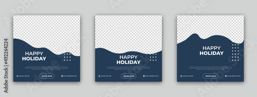 Holiday and tour advertisement banner design. set of editable template post for social media ad.