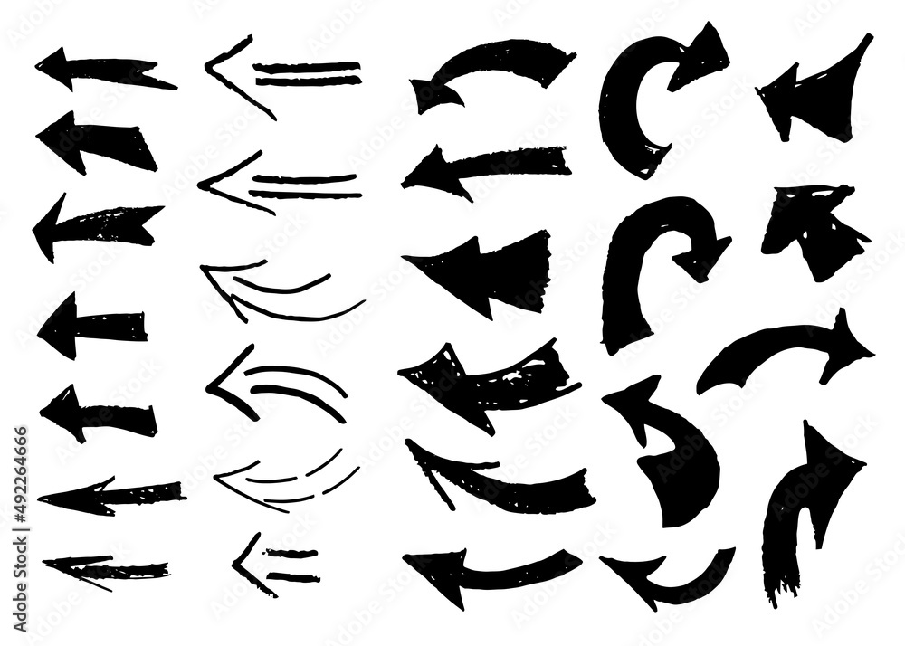 Grunge arrows. Hand drawn vector chalk icons Grunge arrows. Hand drawn vector chalk icons