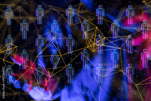 Abstract network of physical devices on the Internet using a network connection with statistics numbers 3d illustration