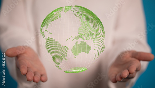 Grass Earth Globe, 3D rende...