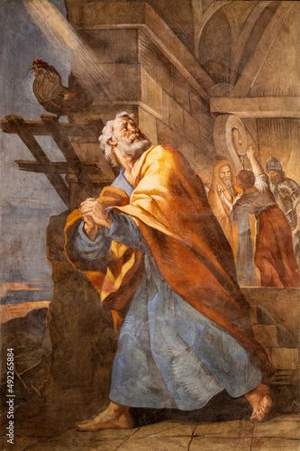 VALENCIA, SPAIN - FEBRUARY 14, 2022: The fresco Peter Disowns Jesus in the si...