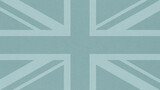 British flag outline on light blue paper surface. Pale gray texture with cellulose fiber. Classic wallpaper or background. Symbol of the Great Britain