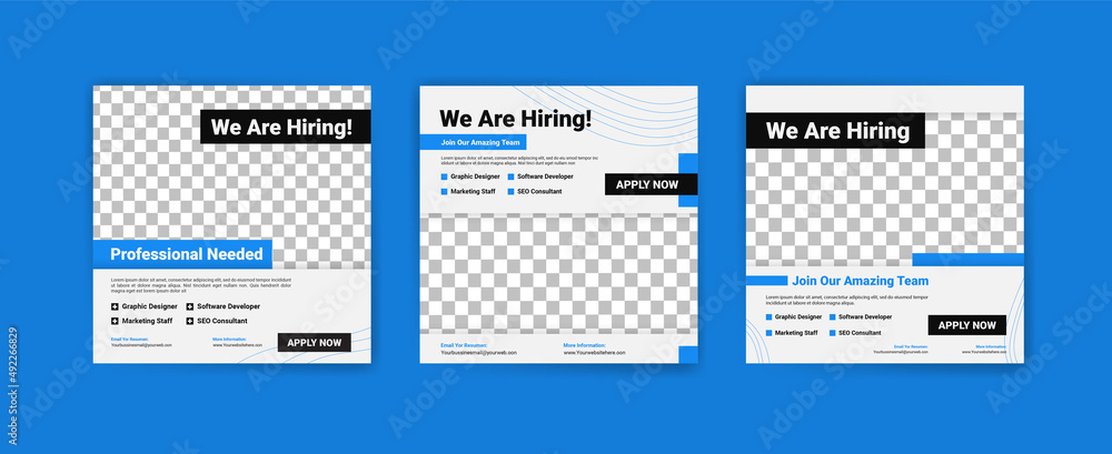 We're hiring. Job offer leaflet template. Job vacancy flyer poster template design. We're hiring. Job offer leaflet template. Job vacancy flyer poster template design.