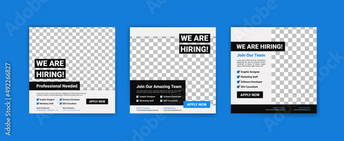 We're hiring. Job offer leaflet template. Job vacancy flyer poster template design.