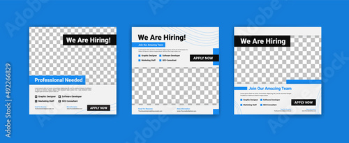 We're hiring. Job offer leaflet template. Job vacancy flyer poster template design.