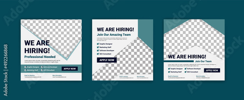 We're hiring. Job offer leaflet template. Job vacancy flyer poster template design.