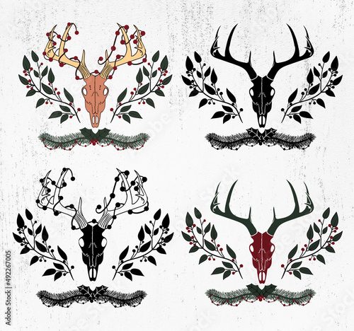 Gothic christmas deer SVG, Creepy Christmas SVG, Witchy christmas digital files, Scary christmas SVG, Spooky christmas svg, christmas skull
