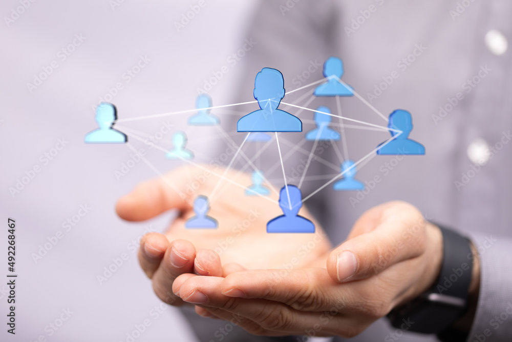 Businessman using data network with his fingers Businessman using data network with his fingers