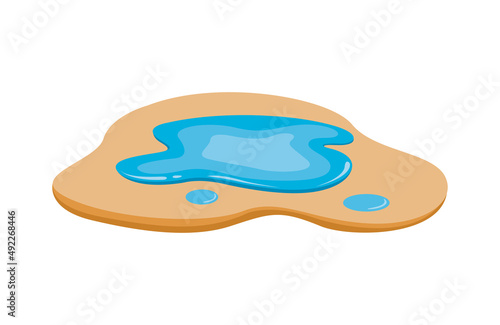 Puddles of water on the soil surface. Vector