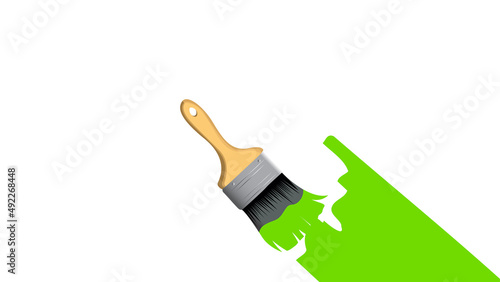Painting with an oil paint brush. Vector illustration.